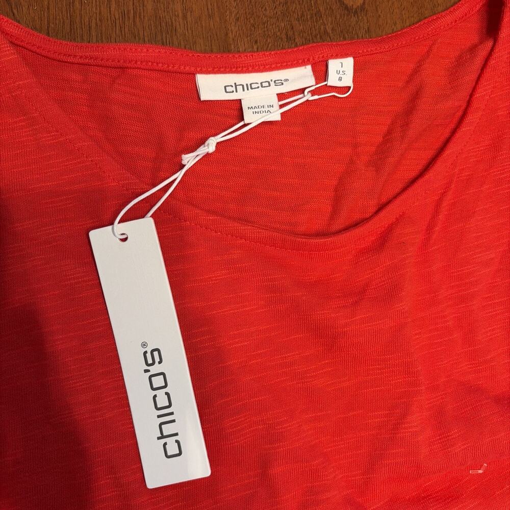 Chicos Ladies NWT $129 Maxi Sleeveless Tiered Flame Scarlet Maxi Dress Sz 1 M - Picture 2 of 6
